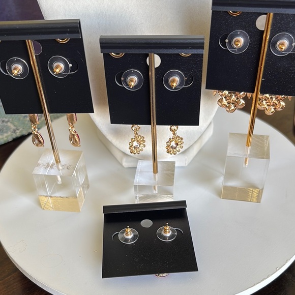 Saks Fifth Avenue Red and Gold Women's Earrings Set - Picture 4 of 4